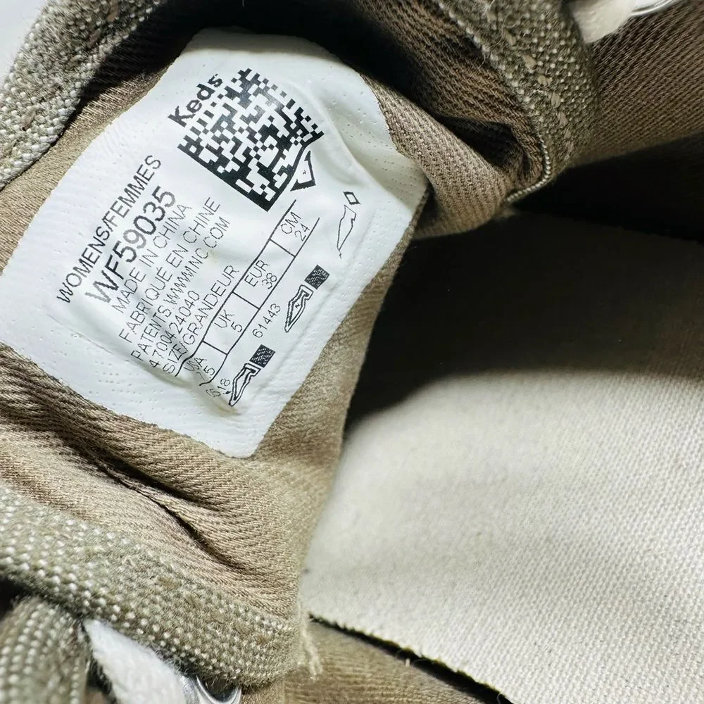Keds Taupe Canvas Sneakers with White Accents size 7,5
